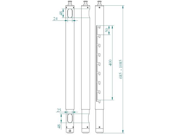 Euromet 700-1100 mm forlenger for Arakno, svart